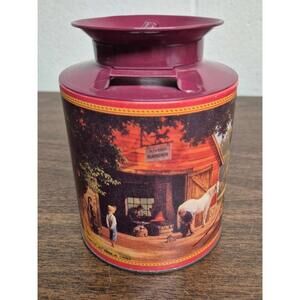 Vintage Decorative Canister with Scenic Farm Design